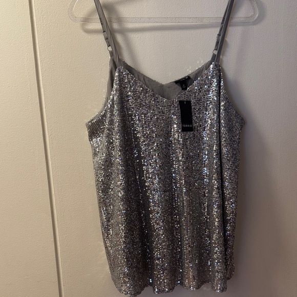 torrid Tops - Torrid Sophie Swing Tank - Silver Sequins